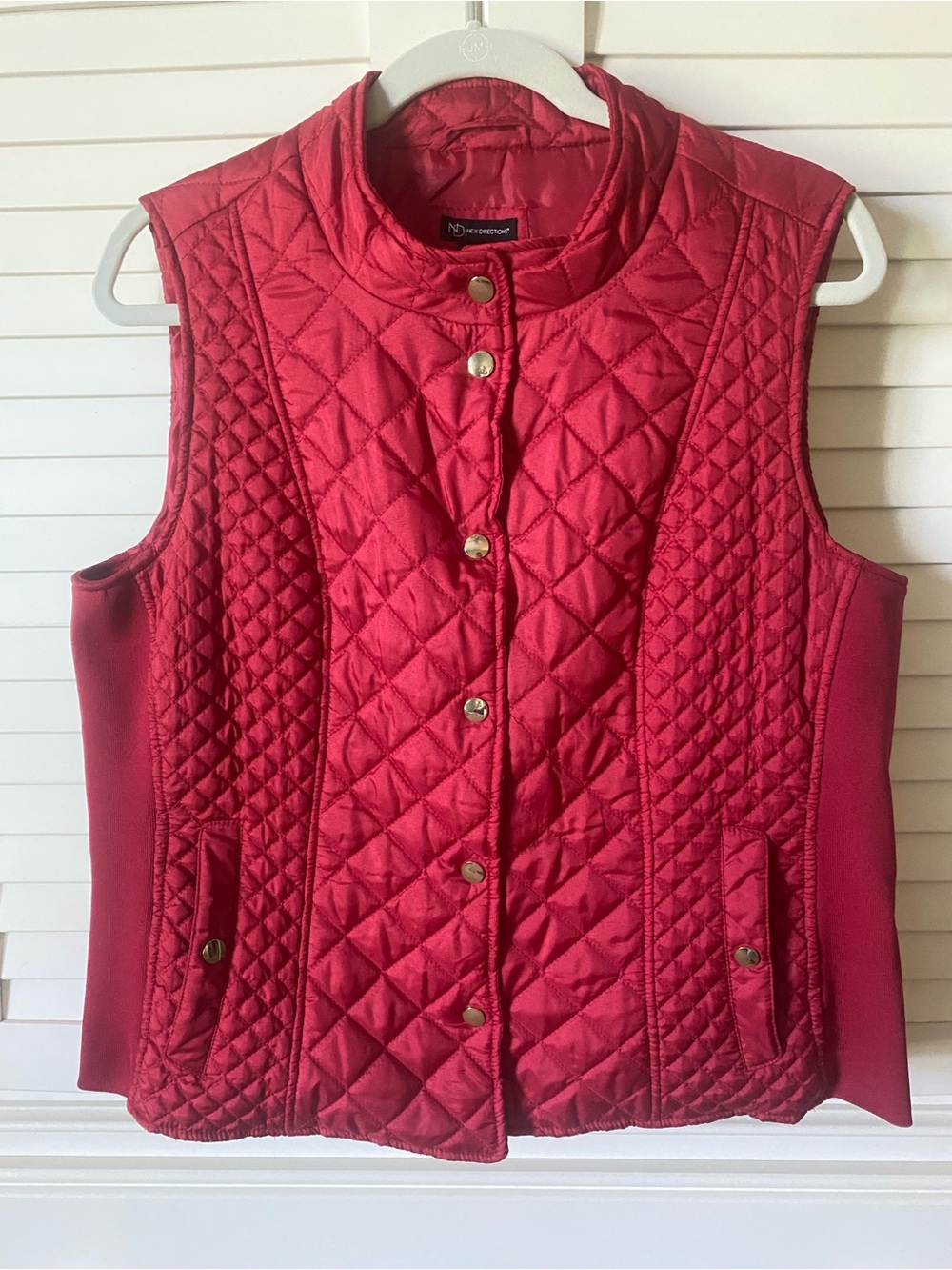 new directions Quilted Red Snap-Front Vest - Picture 2 of 8